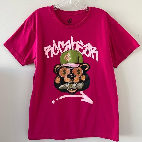 Rocawear Hot Pink Rocabear Graphic Short Sleeve T-Shirt Size Large 90s Y2K - Picture 1 of 3